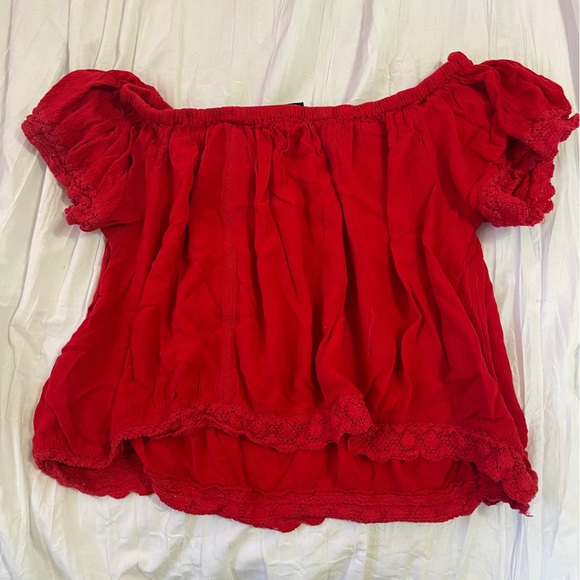 rue21 Red off shoulder top - Picture 2 of 8